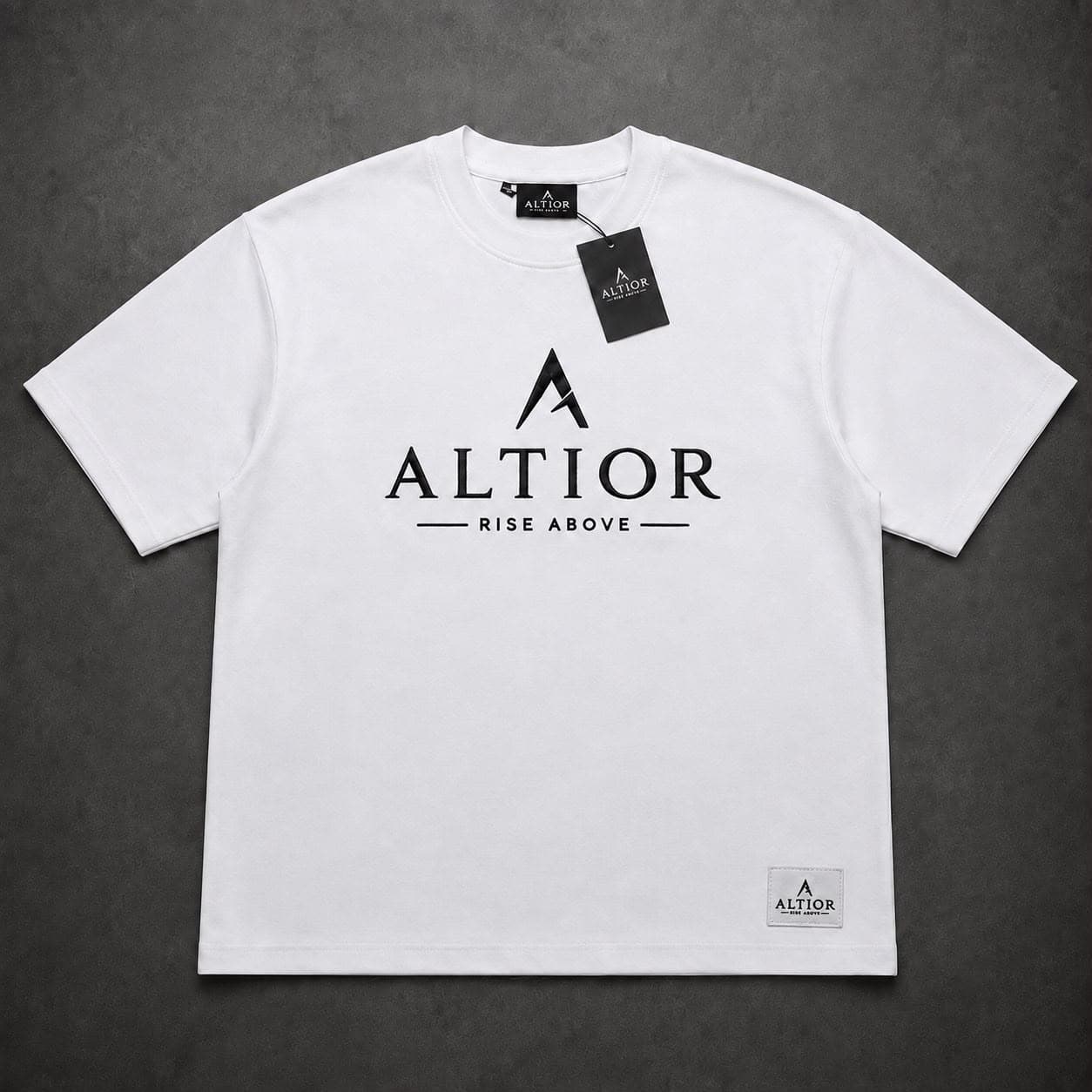 ALTIOR Signature Heavyweight Tee — ASCEND Apex Set (White / Black)
