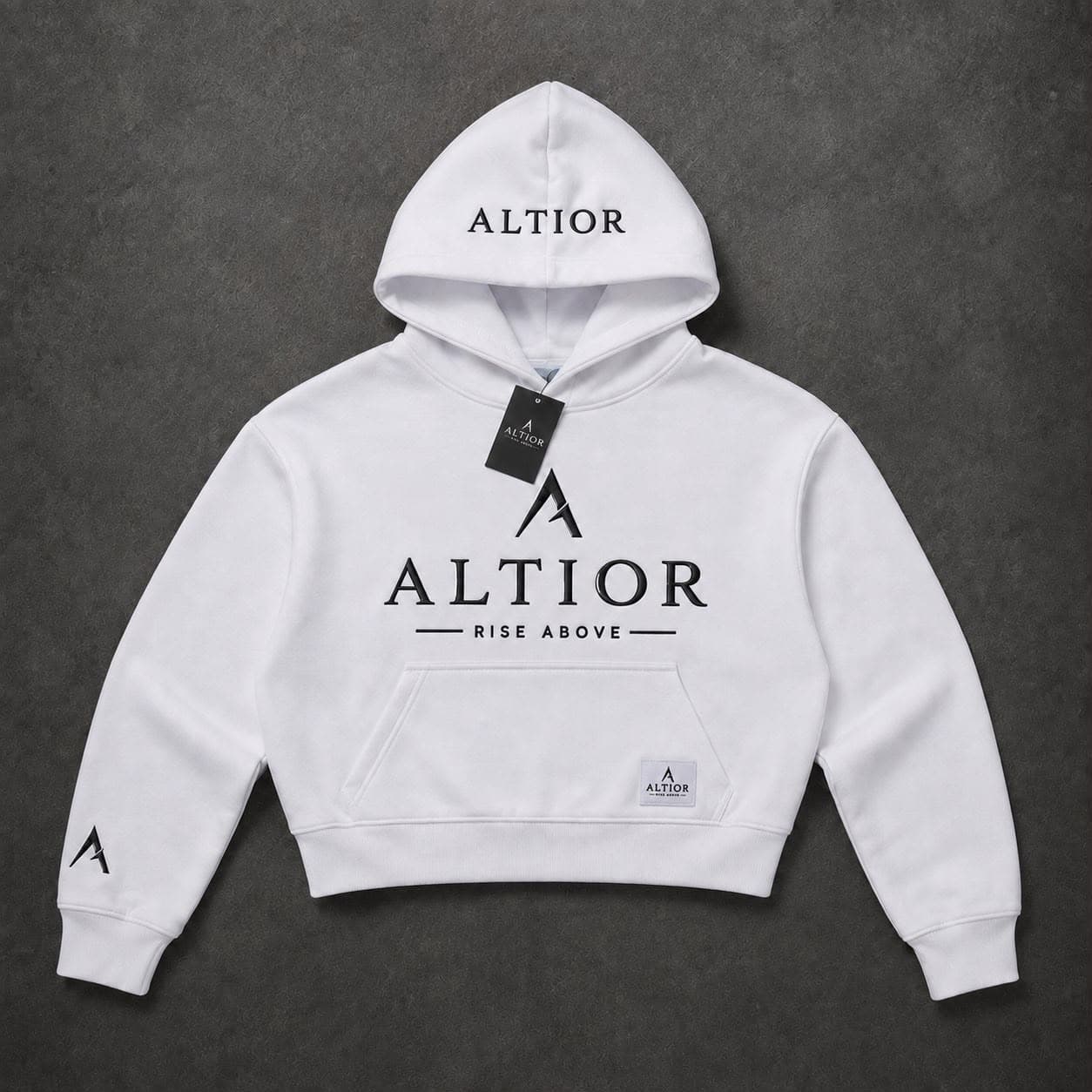 ALTIOR Ascend Cropped Hoodie — ASCEND Apex Set (White / Black)