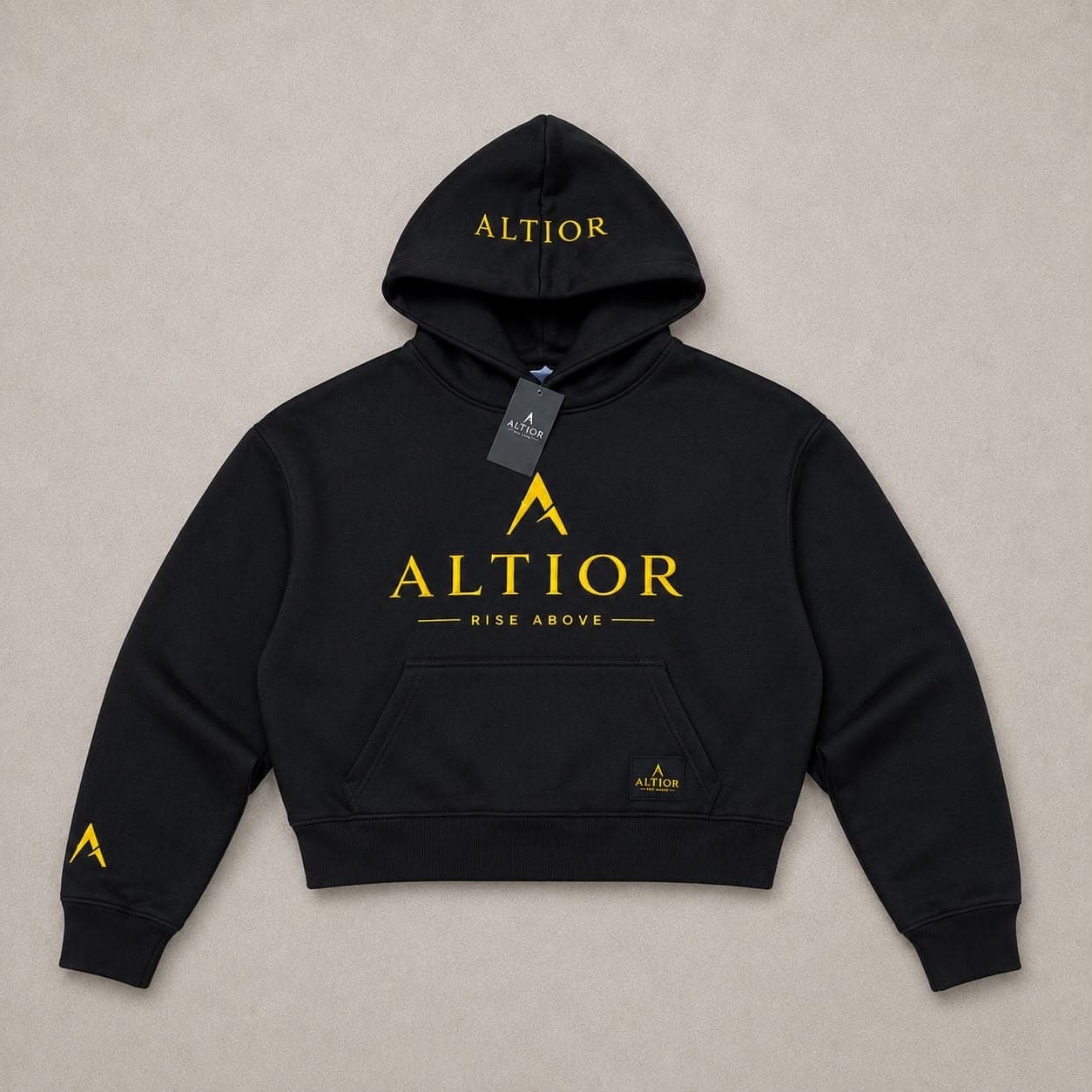 ALTIOR Ascend Cropped Hoodie — ASCEND Obsidian Set (Black / White)