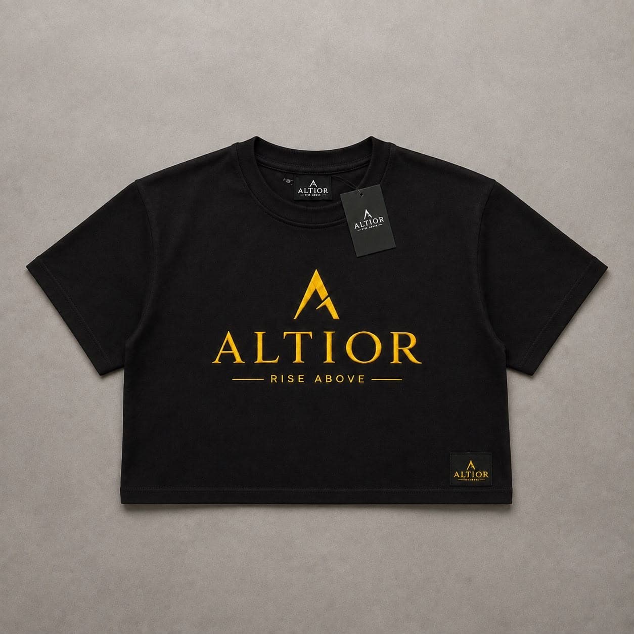 ALTIOR Ascend Cropped Tee — ASCEND Sovereign Set (Black / Gold)