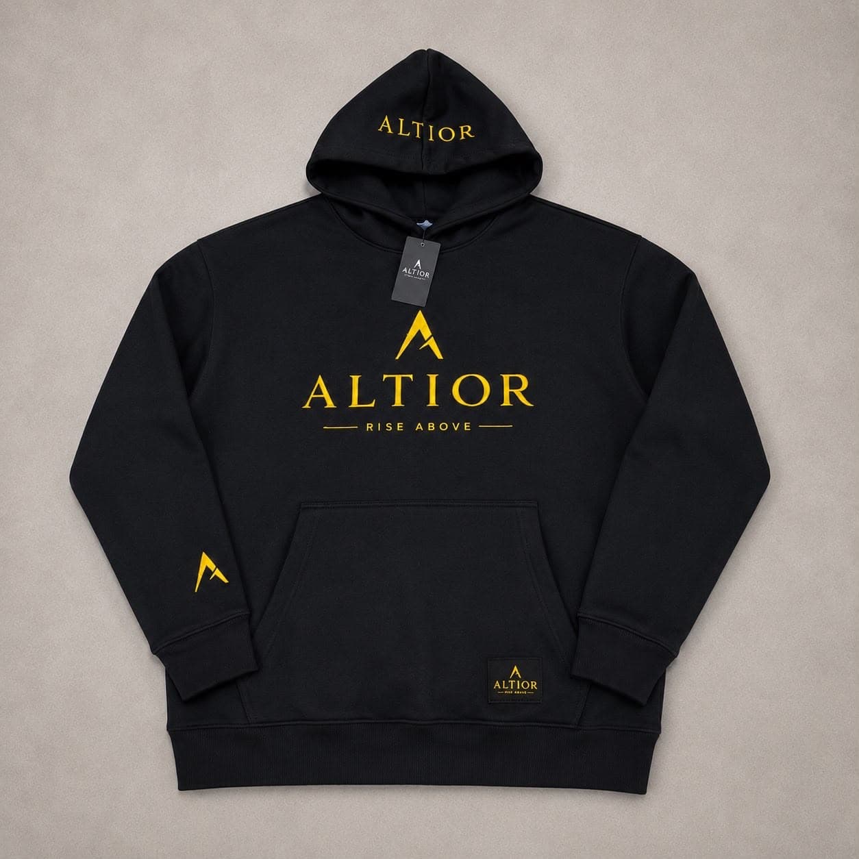 ALTIOR Ascend 500 GSM Hoodie — ASCEND Obsidian Set (Black / White)